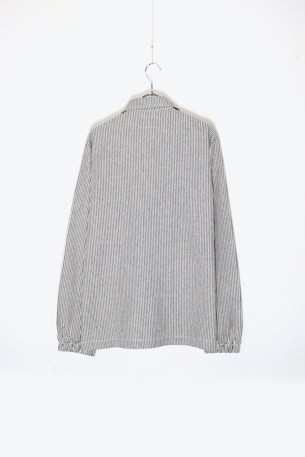 L/S STRIPE ZIP SHIRT JACKET / WHITE / GREY [SIZE: S DEADSTOCK/NOS]