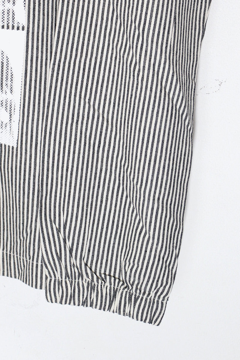 L/S STRIPE ZIP SHIRT JACKET / WHITE / GREY [SIZE: S DEADSTOCK/NOS]