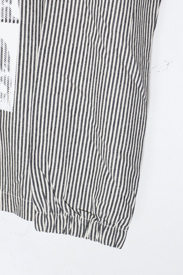 L/S STRIPE ZIP SHIRT JACKET / WHITE / GREY [SIZE: S DEADSTOCK/NOS]