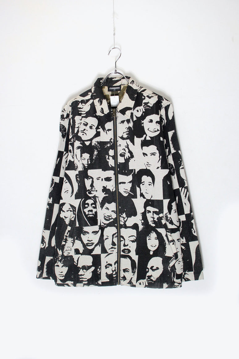 FACE PATTERN ZIP UP JACKET EXCLUSIVE / BLACK / WHITE [SIZE: M USED]