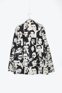 FACE PATTERN ZIP UP JACKET EXCLUSIVE / BLACK / WHITE [SIZE: M USED]