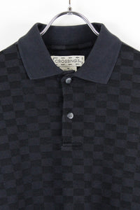 90'S L/S CHECK POLO SHIRT / BLACK CHECK [SIZE: M USED]