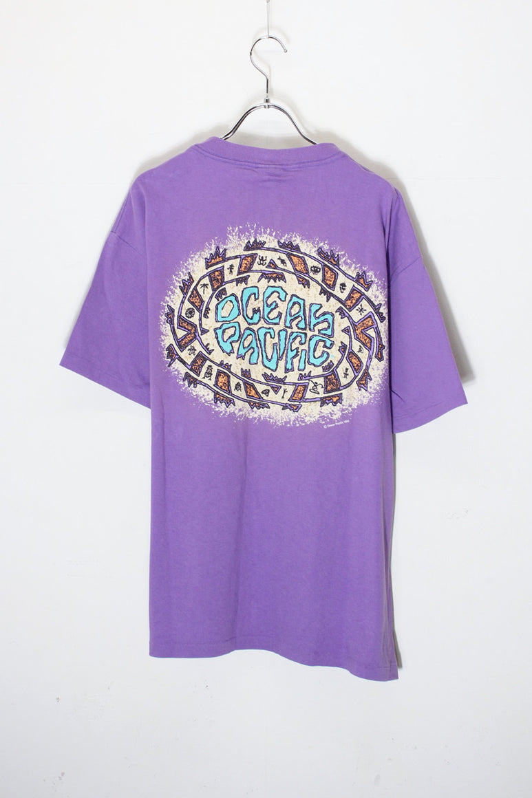 MADE IN USA 92'S S/S LOGO T-SHIRT / PURPLE/BEIGE [SIZE: L USED]