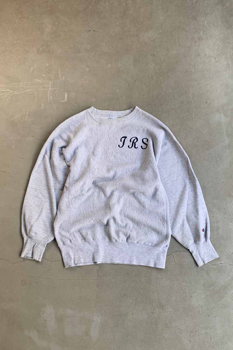MADE IN USA 90'S REVERSE WEAVE JRS EMBROIDERY SWEATSHIRT / GRAY [SIZE: XL USED]